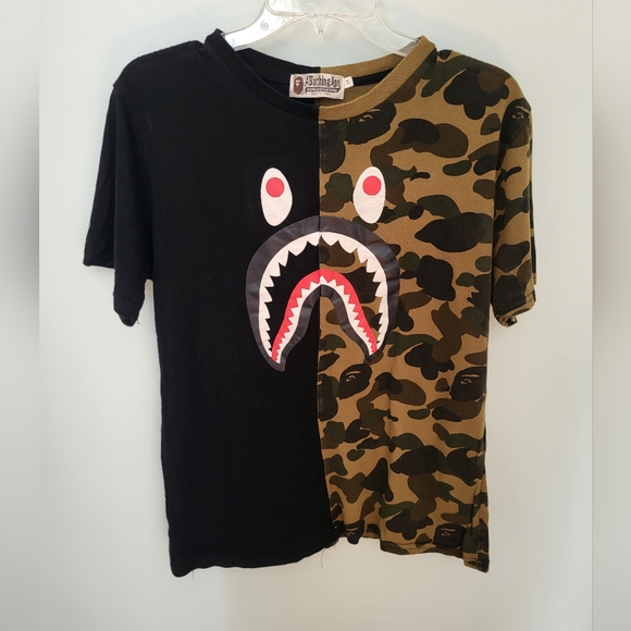 Bape Other - BAPE T Shirt M Medium Shark Camo Half Split Short Sleeve WGM Short Sleeve
